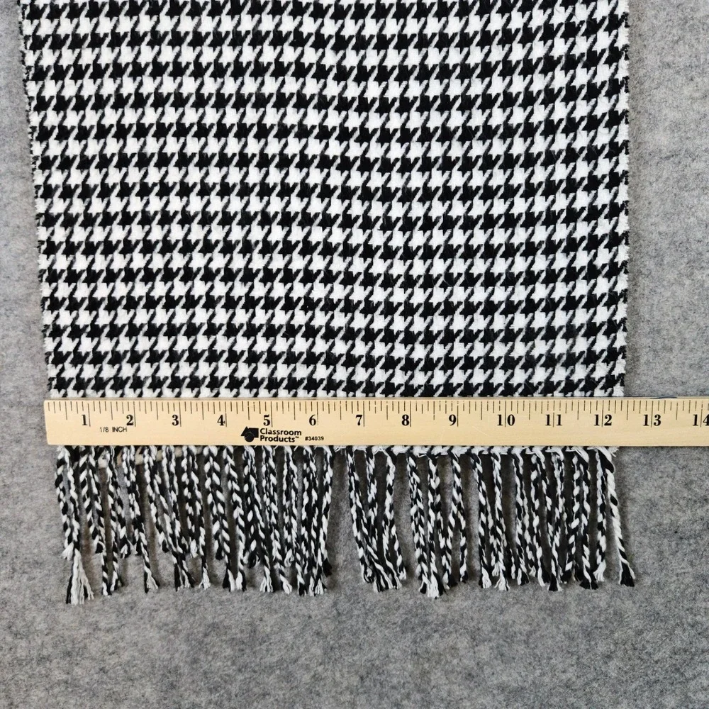 Unbranded Black‎ & White Houndstooth Scarf/Wrap Fringed 64x12.5 Soft Cozy Winter